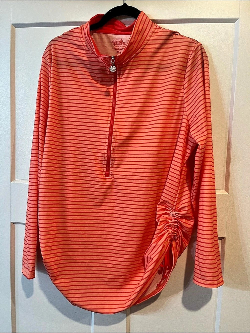UV Skins UPF 50+ Sun Shirt Striped Coral Rashguard Zip Up 3XL - Picture 1 of 10